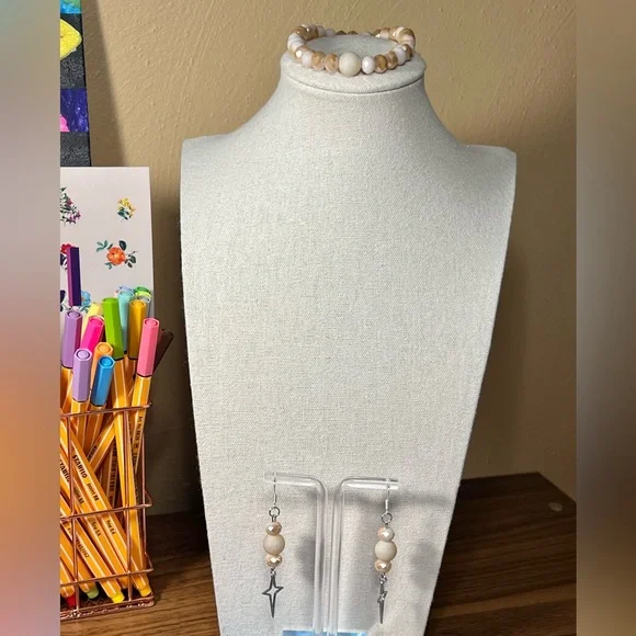 “Citrine Galaxy” Artisan Dangle Earrings & matching bracelet set - Picture 1 of 7